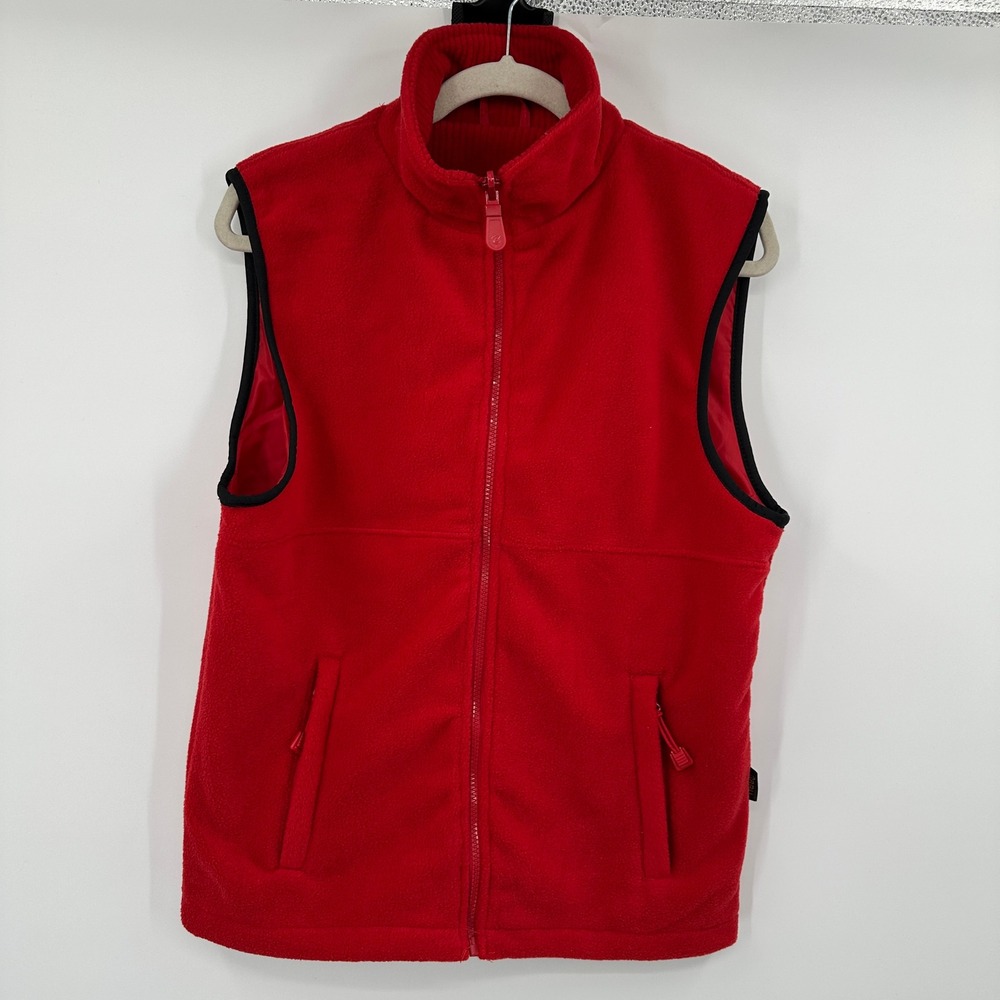 Baru Sports Red Fleece Vest Women's Medium Sleeveless Full‎ Zip Pockets